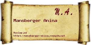 Mansberger Anina névjegykártya